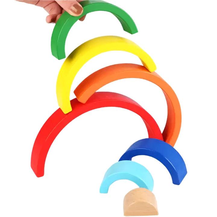Rainbow Stacking Wooden Blocks - Little Explorers