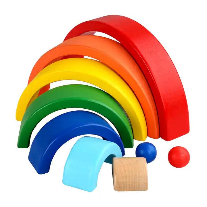 Rainbow Stacking Wooden Blocks - Little Explorers