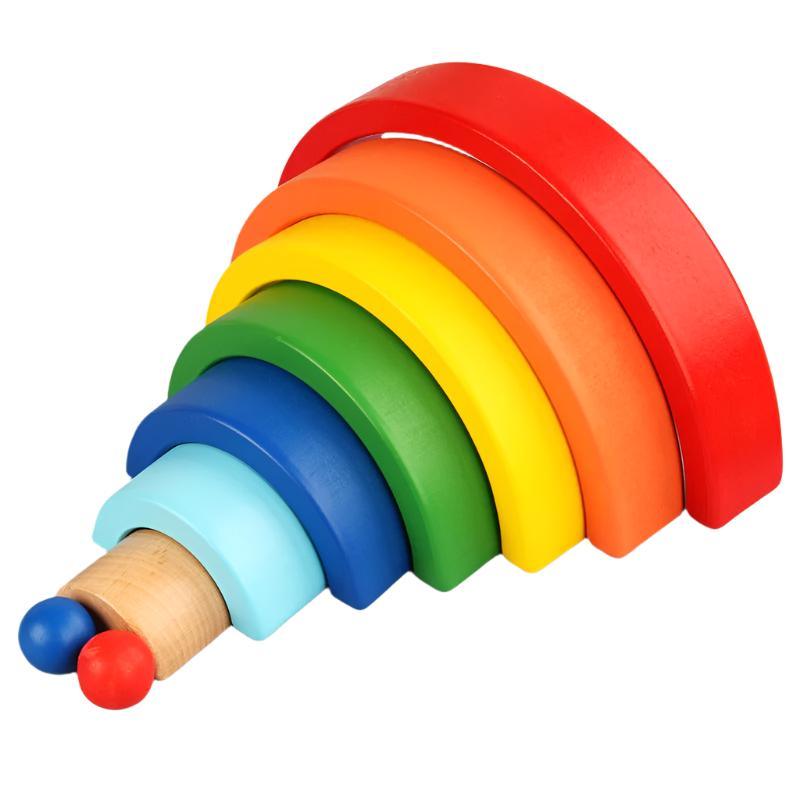 Rainbow Stacking Wooden Blocks - Little Explorers