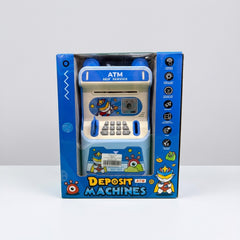 ATM Money Bank in its blister packaging, showing the keypad, card slot and coin tray