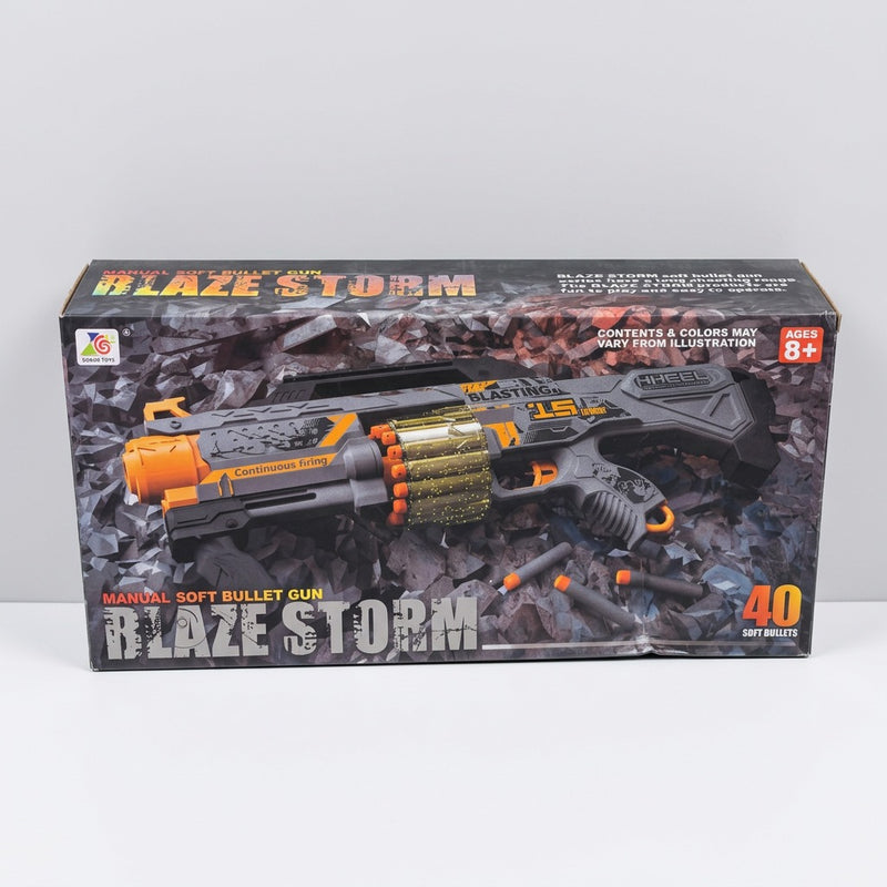 Box top panel with the Blaze Storm name and the series description