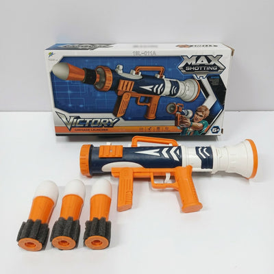 Victory Grenade Launcher box front, Max Shotting logo, dark blue and white colourway