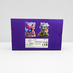 Back of the Butterfly puzzle box with the butterfly and dragon artwork and the choking hazard warning panel