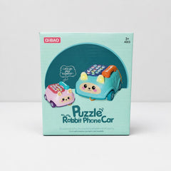 Puzzle Rabbit Phone Car box front showing the blue rabbit car with its phone keypad