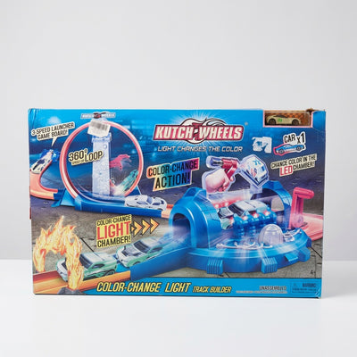 Kutch-Wheels race track box front with the 360 loop, launcher board and light chamber