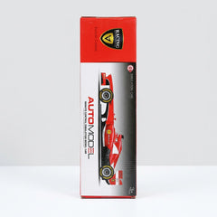 AUTO MODEL box front, red open-wheel race car with rear wing and racing decals, 3+ Ages badge