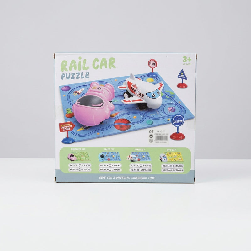 Close-up of the shop price sticker reading RAIL CAR PUZZLE-237-1D, Rs. 3,486.00