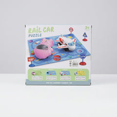 Close-up of the shop price sticker reading RAIL CAR PUZZLE-237-1D, Rs. 3,486.00
