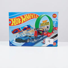 Close-up of the car artwork on the box with the shop price sticker for Track Set-666-1