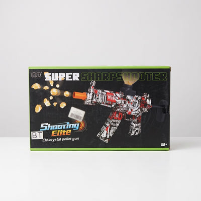Super Sharpshooter gel bead blaster in a red and white graffiti finish