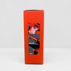 Toy Power Drill box end panel with Rotation Direction, Revolve and Light feature callouts