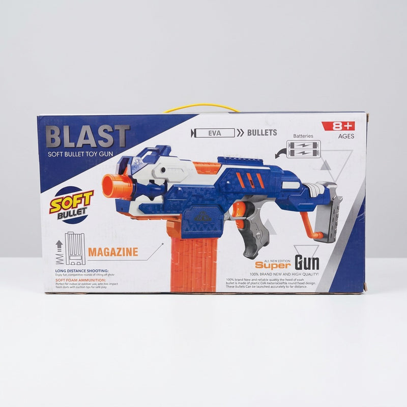 Box back showing the long distance shooting and soft foam ammunition panels
