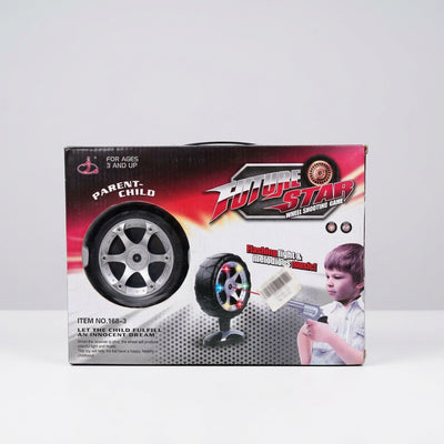 Future Star Wheel Shooting Game box front with the tyre target and the FOR AGES 3 AND UP line