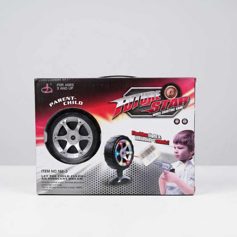 Future Star Wheel Shooting Game box front with the tyre target and the FOR AGES 3 AND UP line