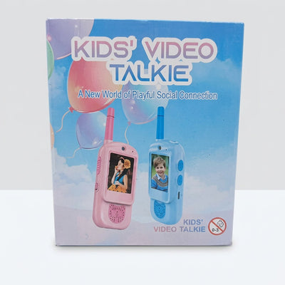 Kids' Video Talkie box, showing pink and blue handsets with screens and antennas