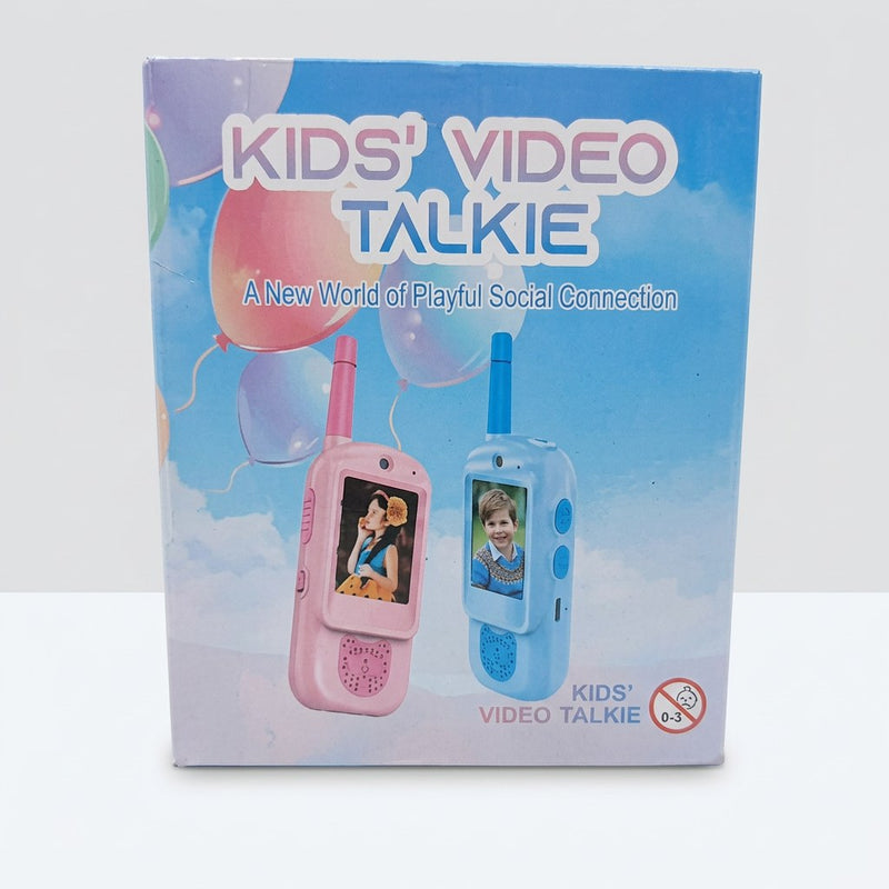 Kids' Video Talkie box, showing pink and blue handsets with screens and antennas