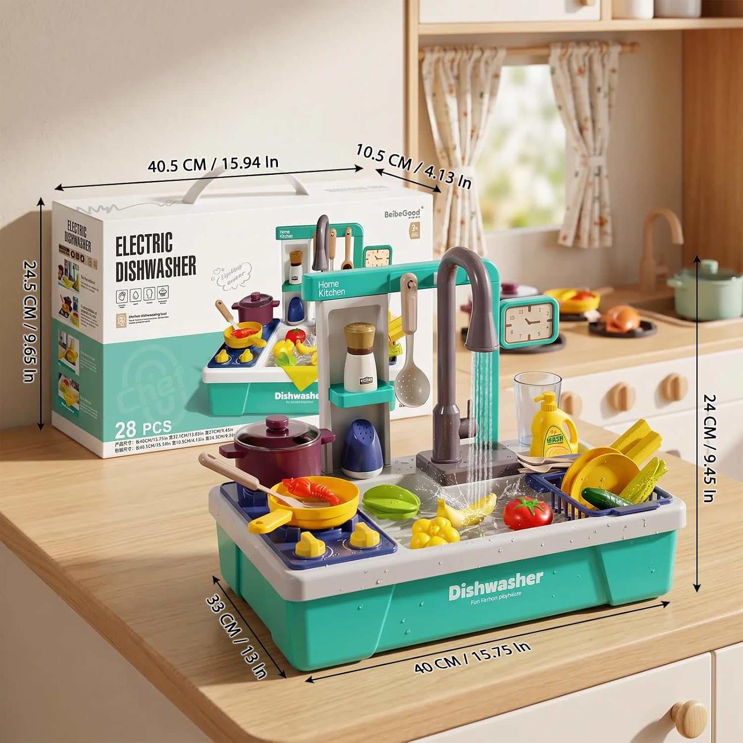 Toy Dishwasher Sink Set - 28 Pieces, 3+