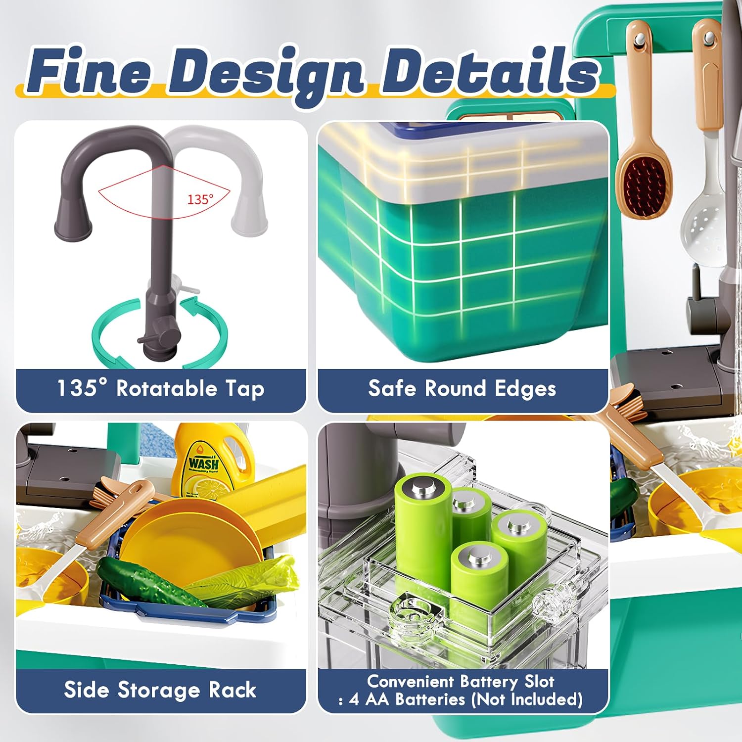 Toy Dishwasher Sink Set - 28 Pieces, 3+