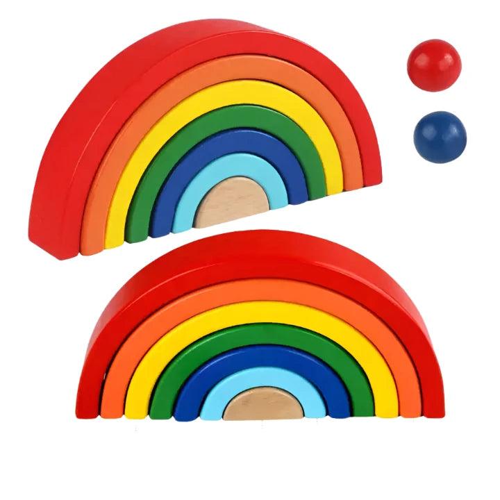Rainbow Stacking Wooden Blocks - Little Explorers