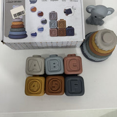 Stacking Rings and Blocks Set — 6 Rings, 6 Numbered Blocks