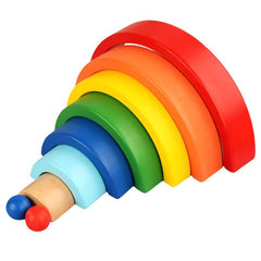 Rainbow Stacking Wooden Blocks - Little Explorers