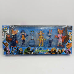 Zootopia 2 window box front, showing all six animal character figures standing inside and the safety warning panel on the edge