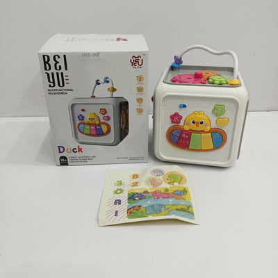 Activity cube box front, B&I YU Multifunctional Hexahedron, Duck theme, 18+ badge