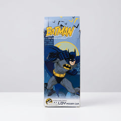 Box back panel with Batman punching forward against a yellow moon