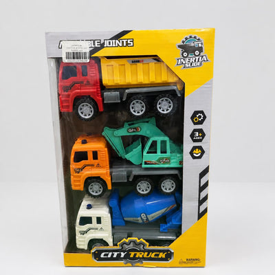 City Truck box front, three construction trucks and their cabs in a clear blister