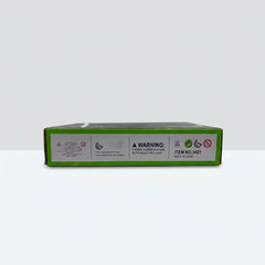 Green pull-back race buggy building-block box, side panel with the choking-hazard warning, item NO.3421, made in China