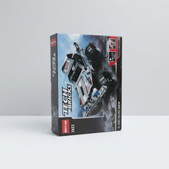 Grey pull-back off-road truck building-block box at an angle, "Tech Bricks" branding, "Escape Truck" badge