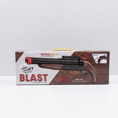 BLAST double barrel soft bullet shotgun with a wood-effect grip and fore-end