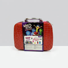Back of the case showing the 14 included items - brushes, lipstick, nail polish and an eyeshadow palette, "14 PCS" badge