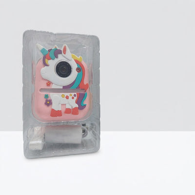 Unicorn print camera and a paper print roll in its clear blister pack