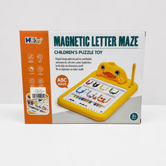 Magnetic Letter Maze box front, yellow duck board with the magnetic pen and the 3+ roundel