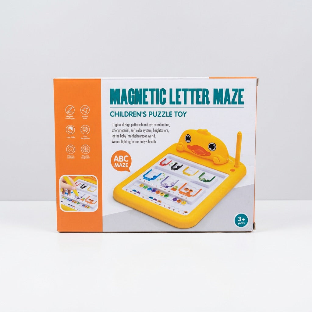 The same box front photographed square on, showing the ABC MAZE badge and the HXing logo