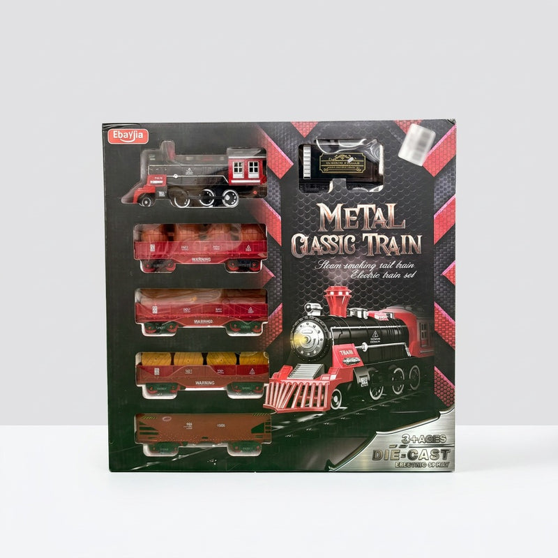 Close-up of the box corner with the shop price sticker for the Metal Train Set W/Light