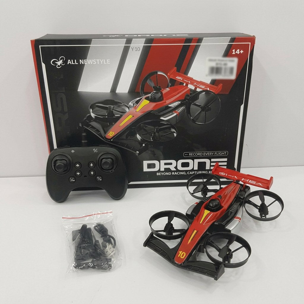 Drone box front with the DRONE logo, Record Every Flight tagline and 14+ age mark