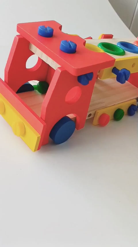 Build & Play Screw Car – Wooden Assembly Toy