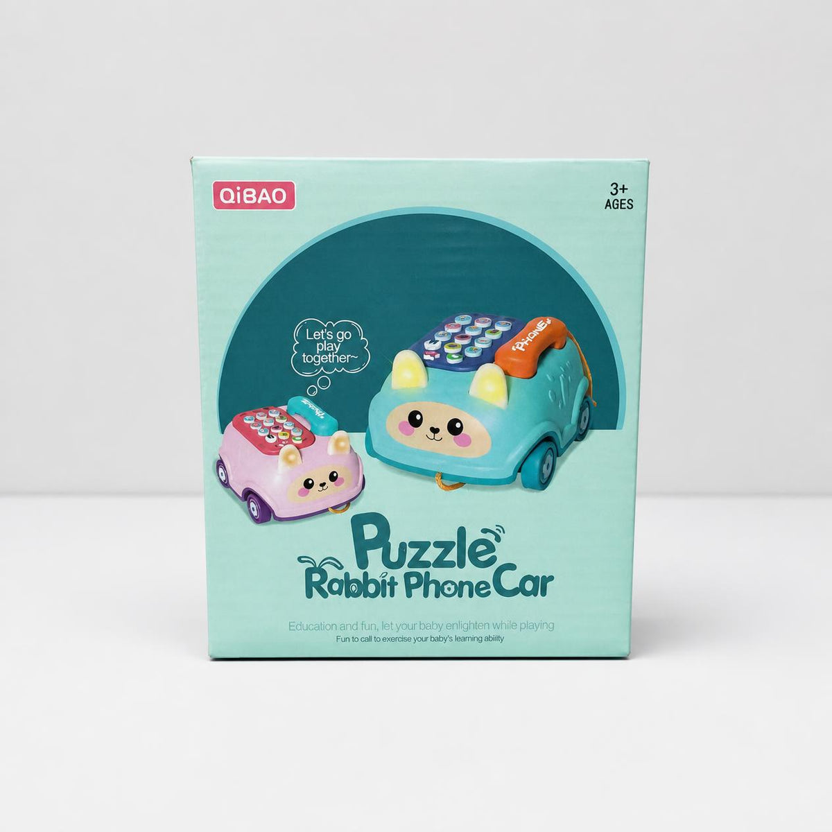 Puzzle Rabbit Phone Car box front showing the blue rabbit car with its phone keypad