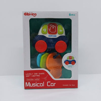 Bibi-inn Musical Car rattle and teether box, green car toy with coloured ring teethers