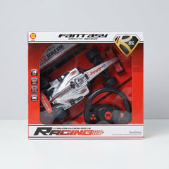 FANTASY Gravity Sensor box front, silver 1:12 scale RC race car with wheel-shaped remote control, 27MHz