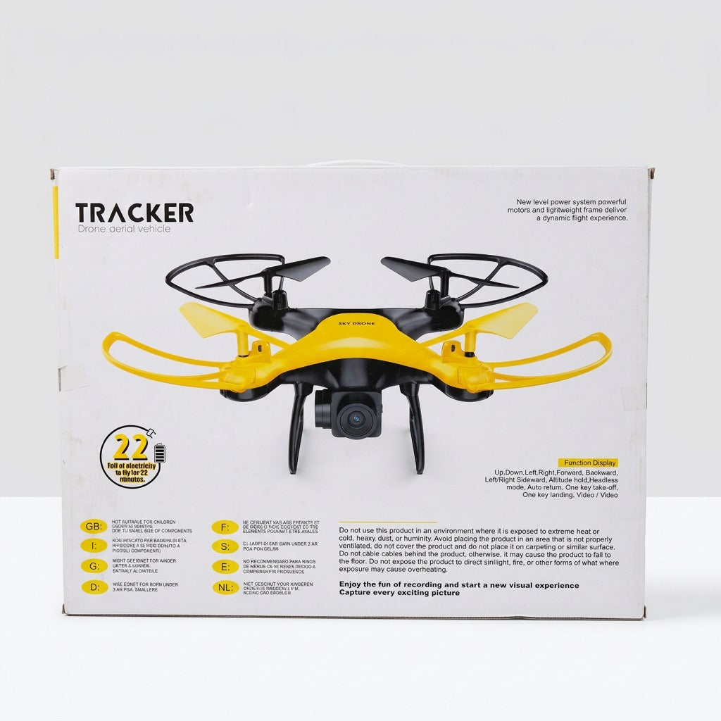 Close-up of the price sticker reading R/C Drone, Rs. 13,545, with the Sky Drone panel