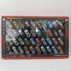 Alloy Model Car Collection box front, 40 cars in window display, Scale 1:72, 3+ badge
