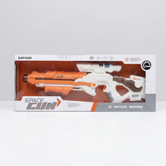 The window box stood upright, gun visible through the front