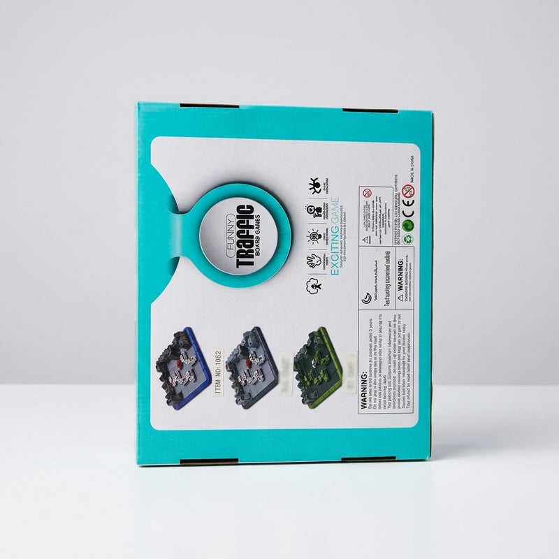 Close-up of the box top corner with the shop price sticker reading CHILDREN DESKTOP GAME SET, 1062, Rs. 2,356.25