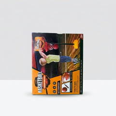 Basketball Hoop Stand box front at an angle, a boy dunking a basketball and the 3+ age badge
