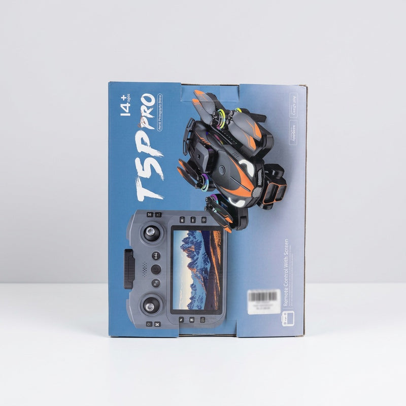 Box back panel showing the "Remote Control With Screen" text and the shop price sticker