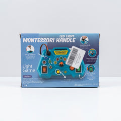 Close-up of the box back controls with the shop price sticker reading Educational Game-028, Rs. 1,715.00