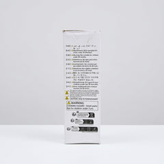 Box end panel printed with the choking-hazard warning and multi-language under-36-months notice